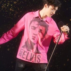 NEW Elvis Presley Character Printed Long Sleeve Shirt